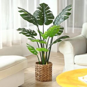 FOPAMTRI Artificial Monstera Deliciosa Plant 43" Fake Tropical Palm Tree, Perfect Faux Swiss Cheese Plant for Home Garden Office Store Decoration, 11 Leaves