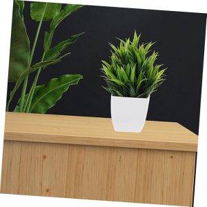 Cabilock Small Fake Bonsai Plant Artificial Potted Realistic Greenery Decor for Home Office 1pc