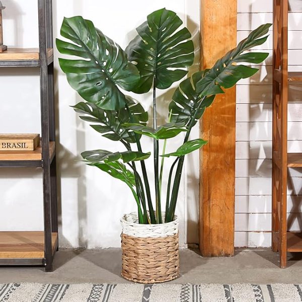 FOPAMTRI Artificial Monstera Deliciosa Plant 43" Fake Tropical Palm Tree, Perfect Faux Swiss Cheese Plant for Home Garden Office Store Decoration, 11 Leaves - Image 2