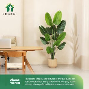CROSOFMI Artificial Bird of Paradise Plant 6 Feet Fake Tropical Palm Tree with 13 Leaves,Perfect Faux Plants in Pot for Indoor Outdoor House Home Office Garden Modern Decoration Housewarming Gift